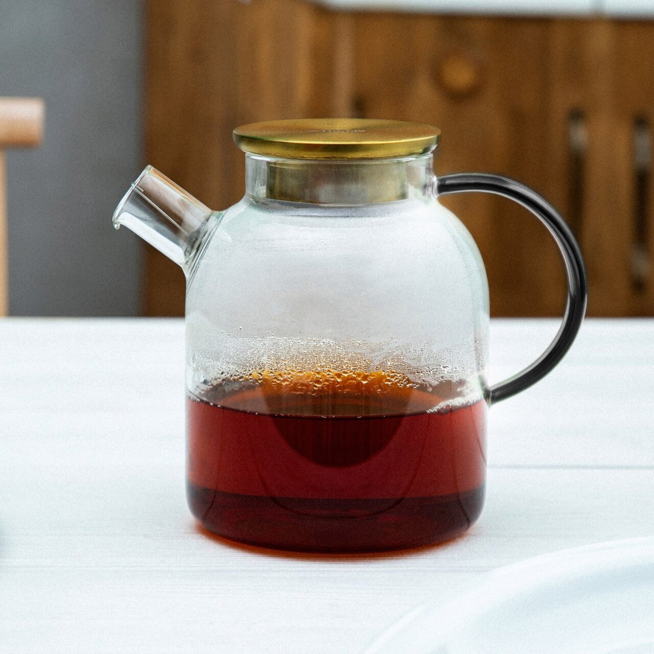 Ceainic Kubbe, Homla, 1.8 L, sticla/inox, negru/auriu - imagine 7